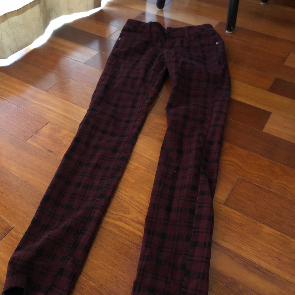 Plaid stretch jeans